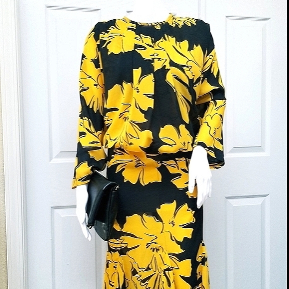 Vintage Black Floral Dress
